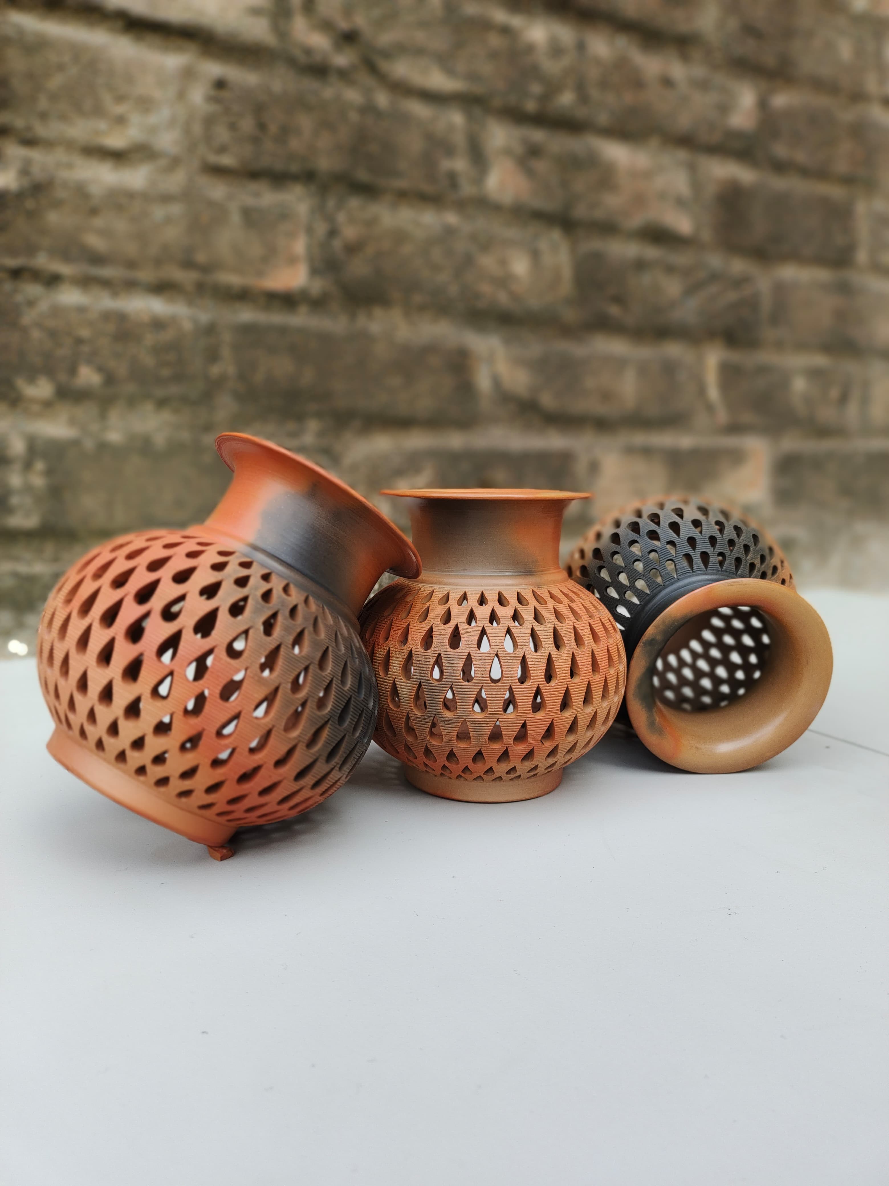 Kagazi Pottery Lamp - Spherical Shape T Light Holder