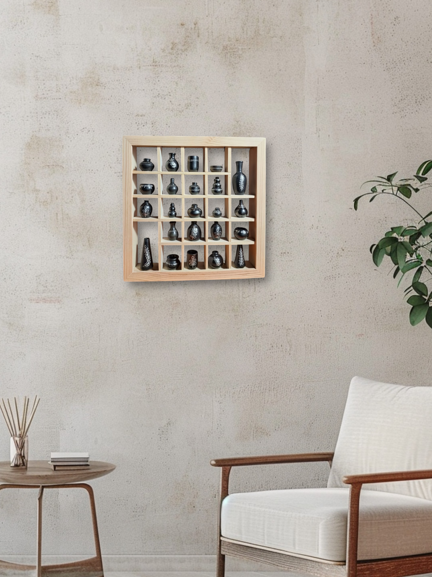 Wall Frame with Handmade Miniature Vases