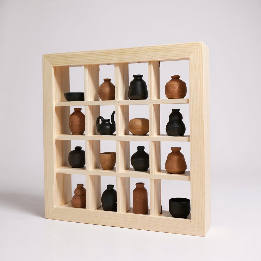 Handmade Miniature Pottery Wall Frame – Nizamabad Black Pottery Decor