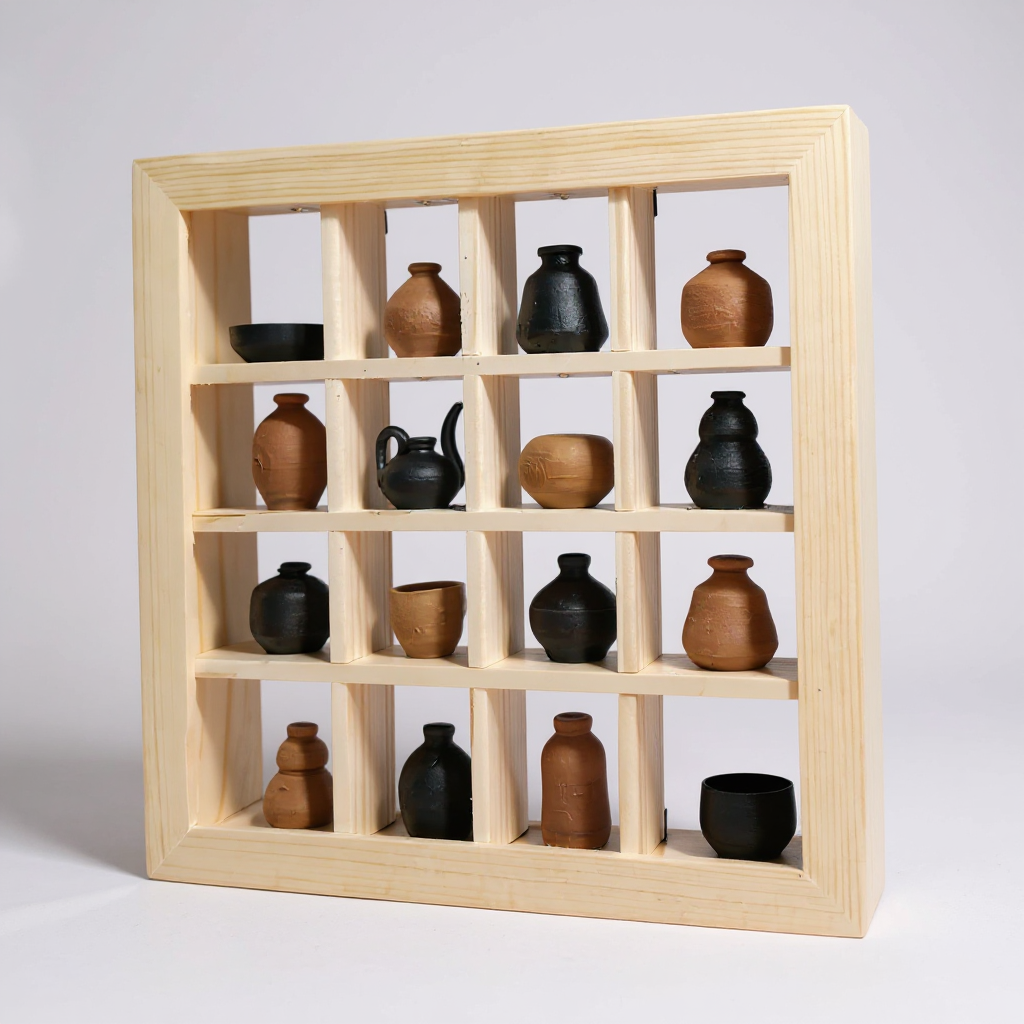 Handmade Miniature Pottery Wall Frame – Nizamabad Black Pottery Decor