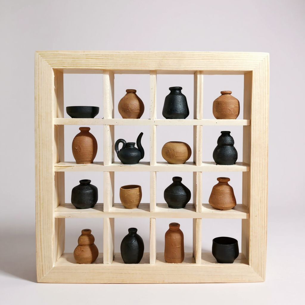Handmade Miniature Pottery Wall Frame – Nizamabad Black Pottery Decor