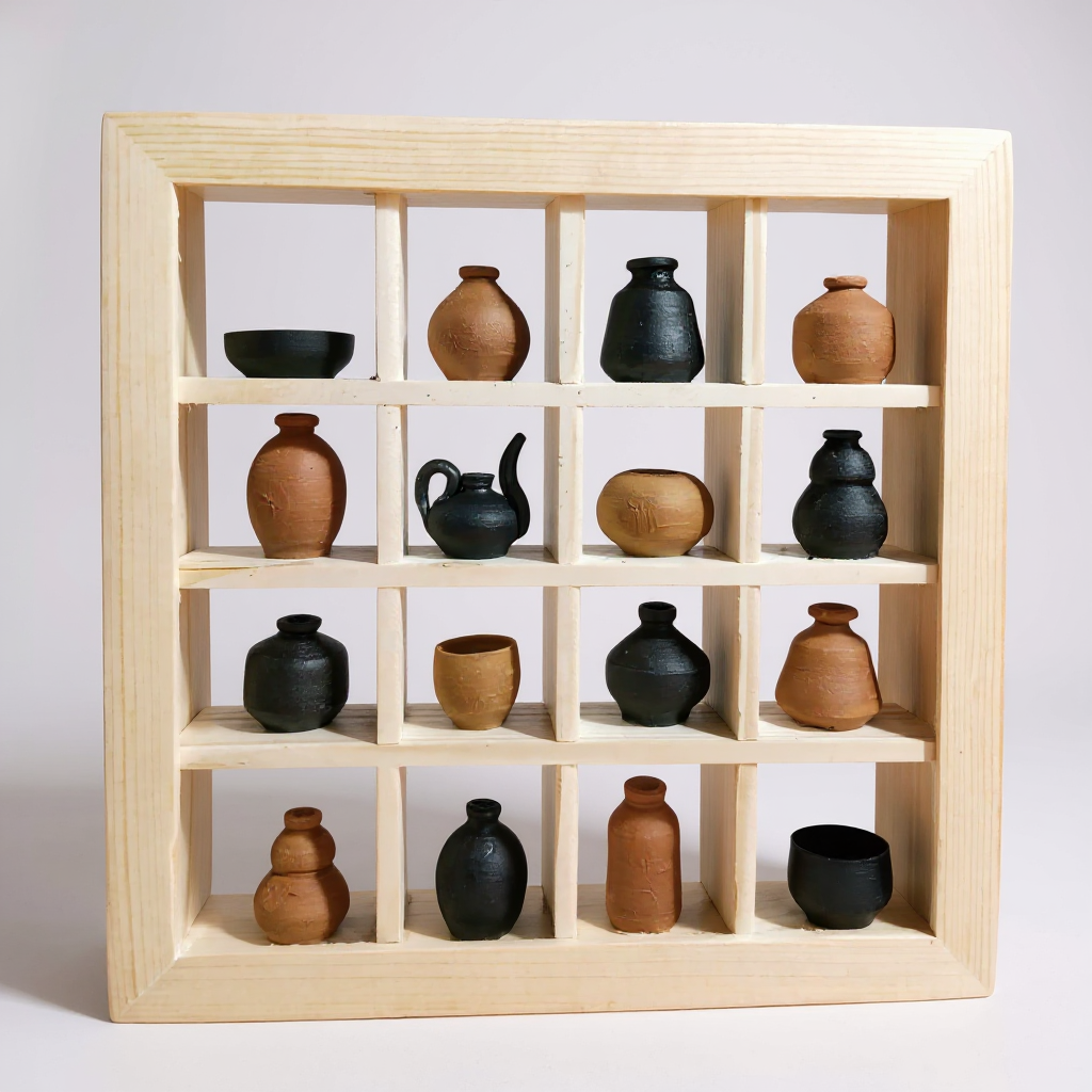 Handmade Miniature Pottery Wall Frame – Nizamabad Black Pottery Decor