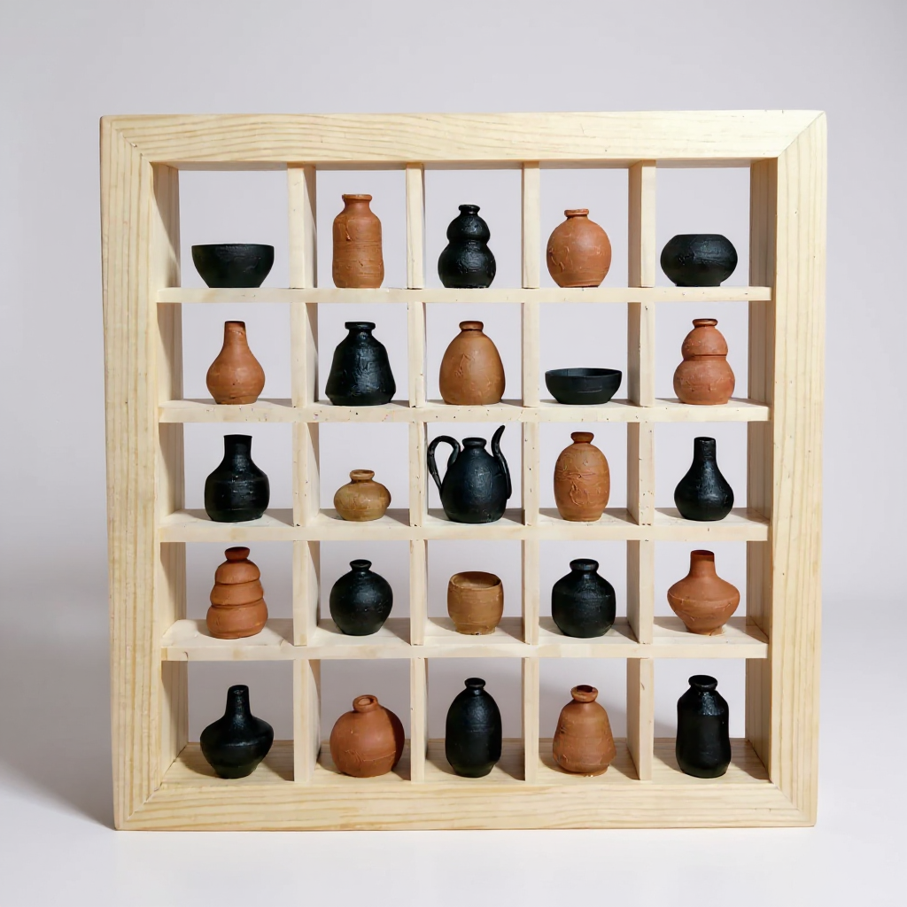 Handmade Miniature Pottery Wall Frame – Nizamabad Black Pottery Decor