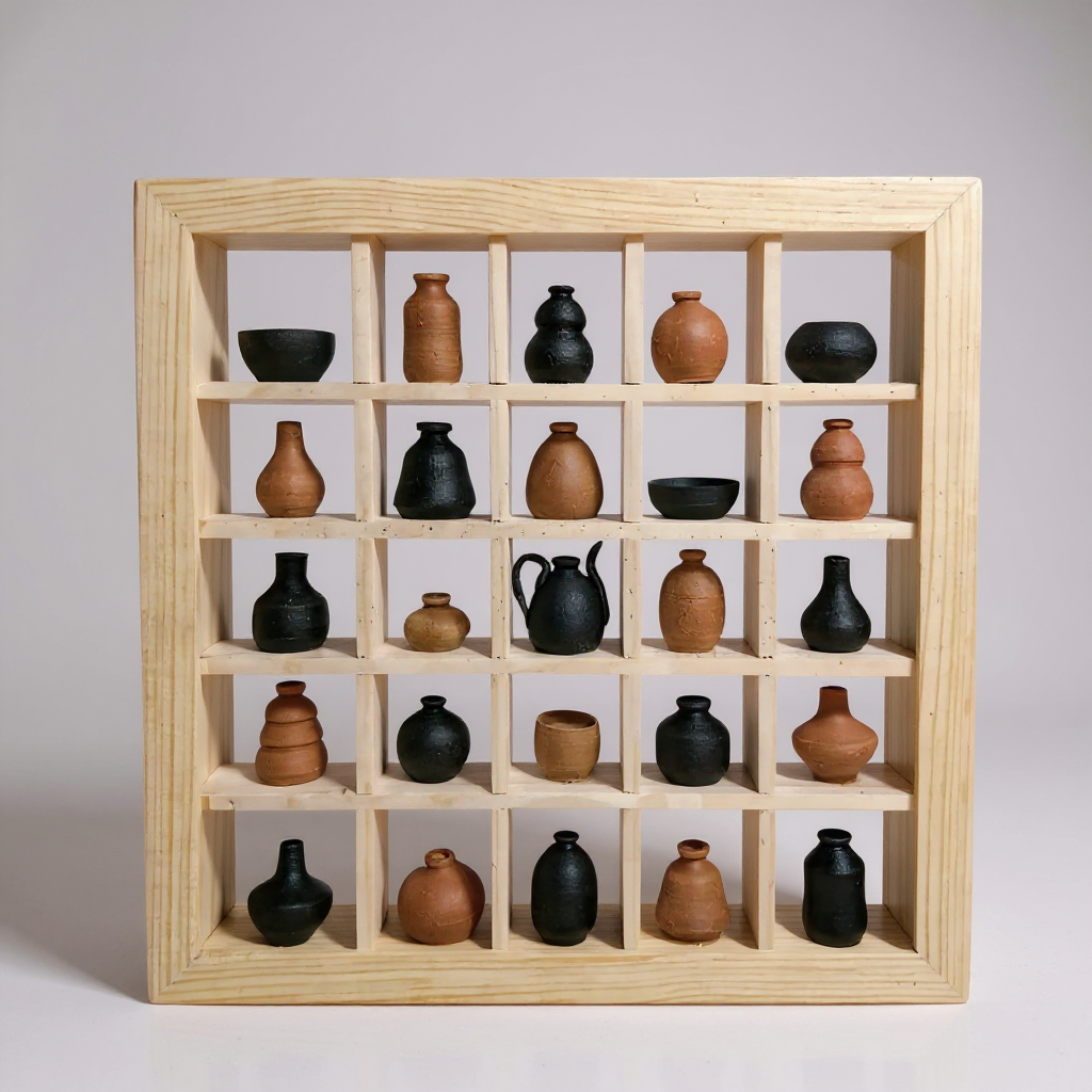 Handmade Miniature Pottery Wall Frame – Nizamabad Black Pottery Decor