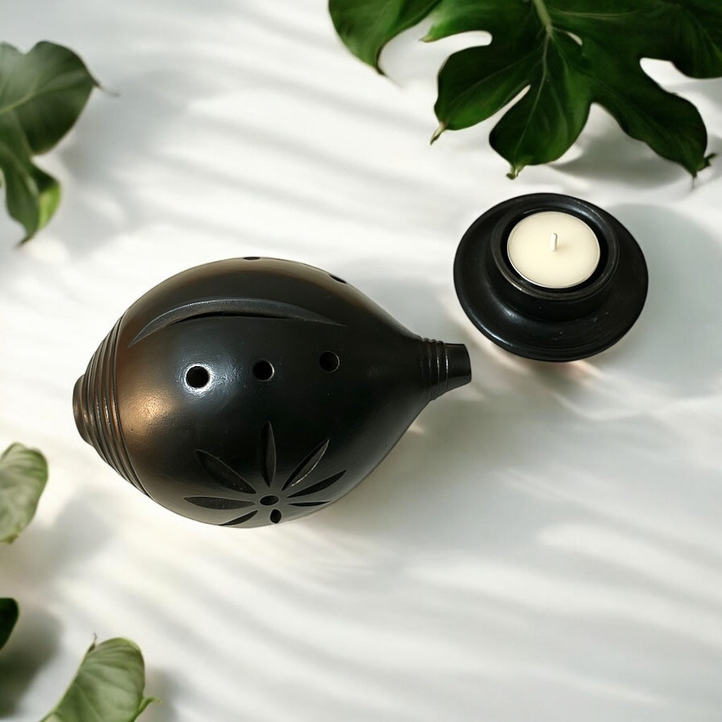 Black Pottery Conch Shell Lamp Black