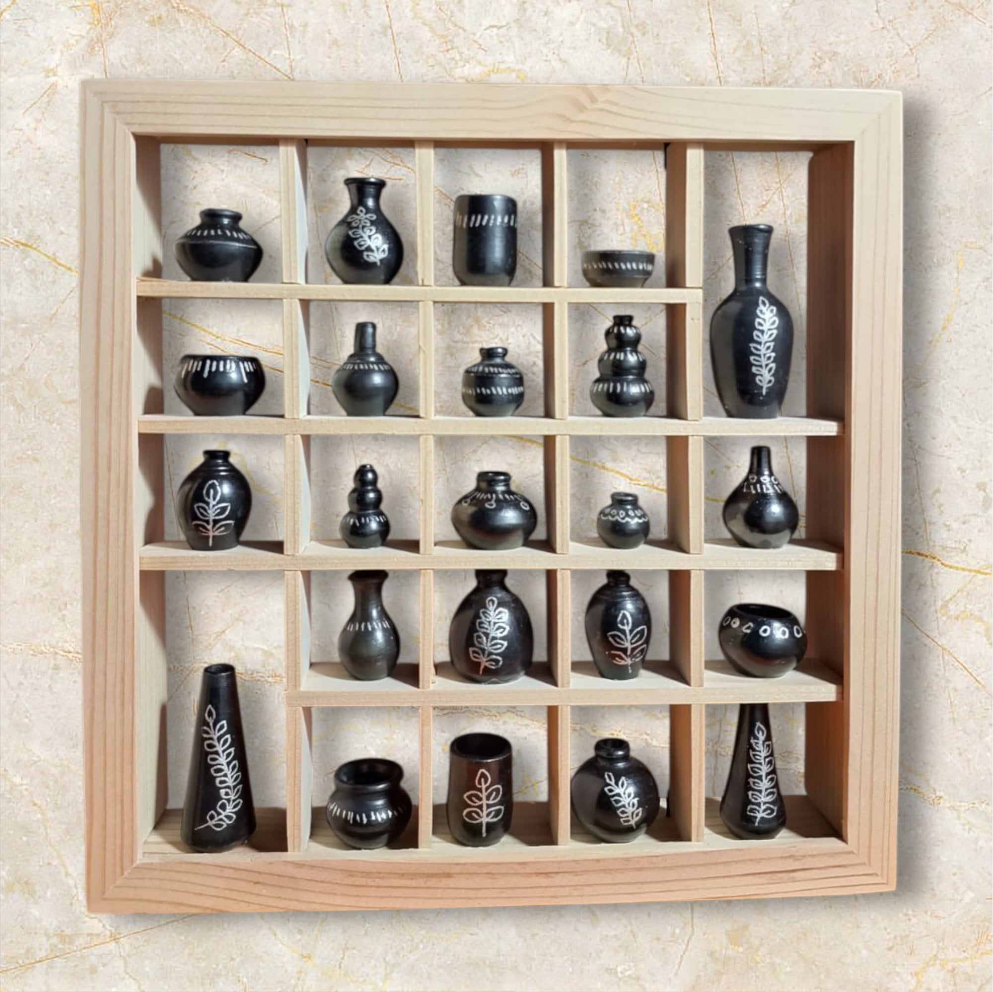 Wall Frame with Handmade Miniature Vases